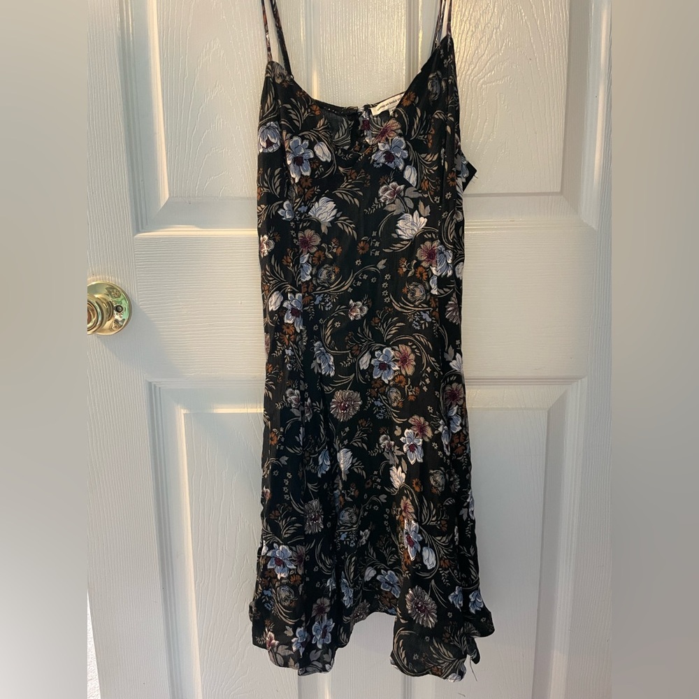 American Eagle (AEO) Floral Cut Black Mini Dress Sleeveless Black Medium M